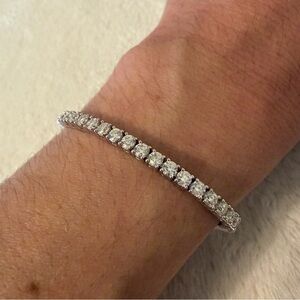 Moissanite Tennis Bracelet 18K plated Sterling 3.0mm stone 6” D color VVS